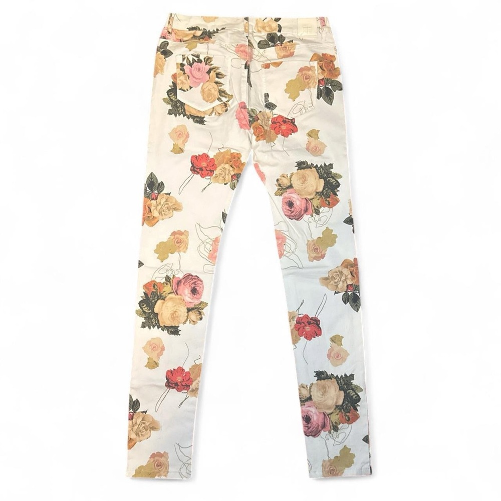 NEW Insight VTG 2010s White Vintage Floral Print Mid-Rise Skinny Pants — Size 26 - Picture 3 of 6